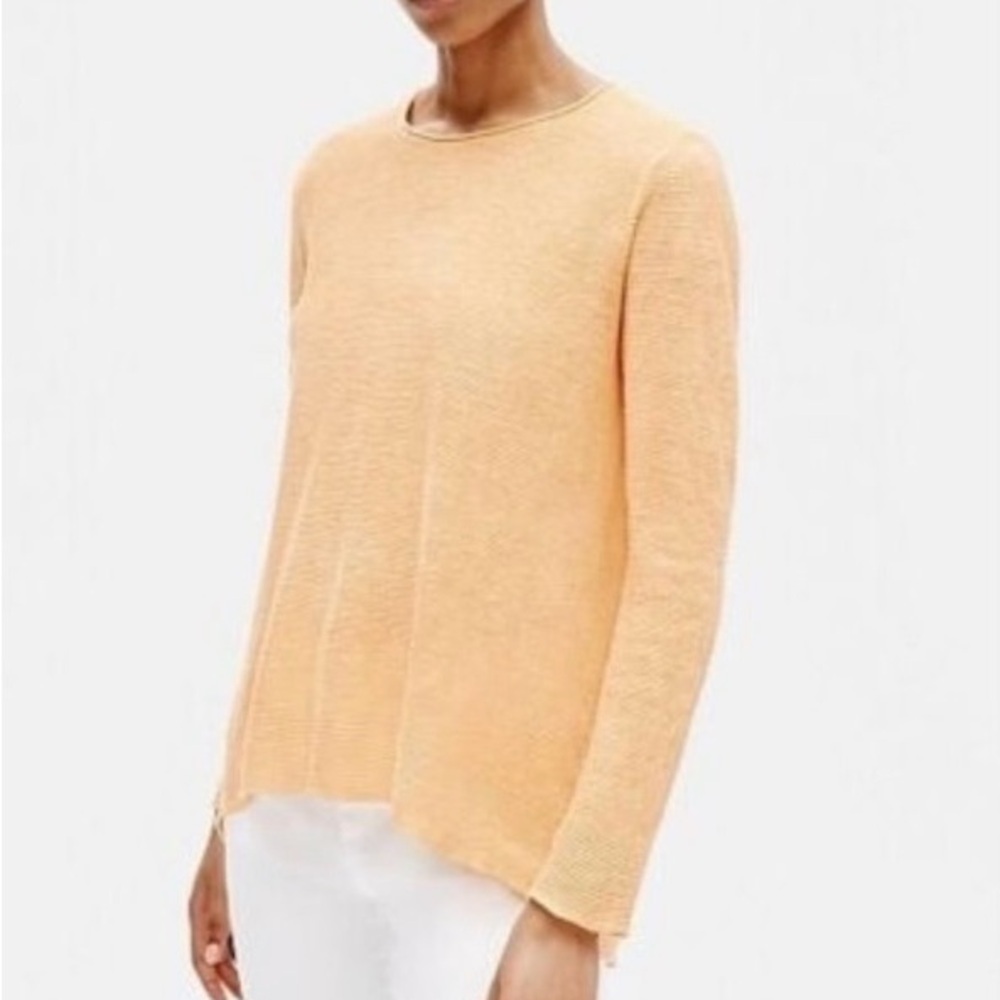 Eileen Fisher 100% Organic Linen Knit Tunic Sweater Cantaloupe Melon Size 1x